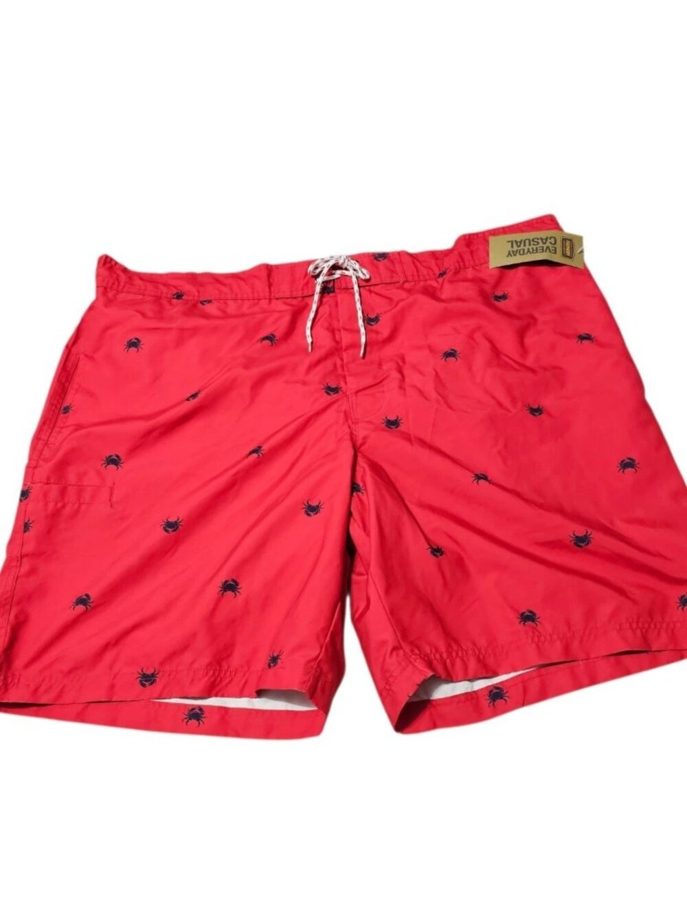 The Foundry Supply Co Swim Trunks Red Crab Print 3XL Elastic Waist Pockets